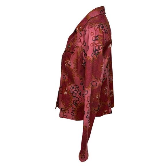 French Laundry burgundy print denim jacket size L - Picture 13 of 13